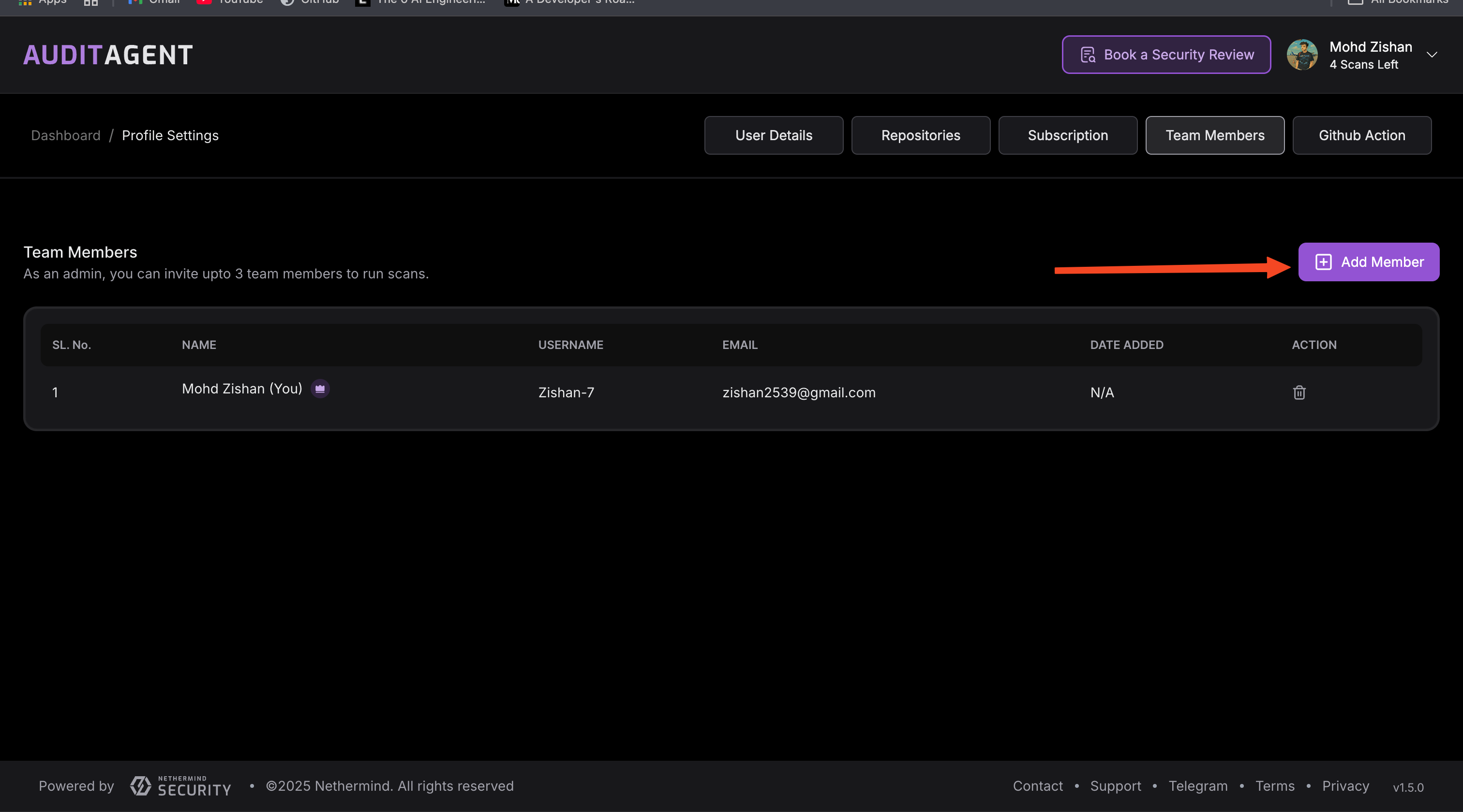 Add Team Member Button