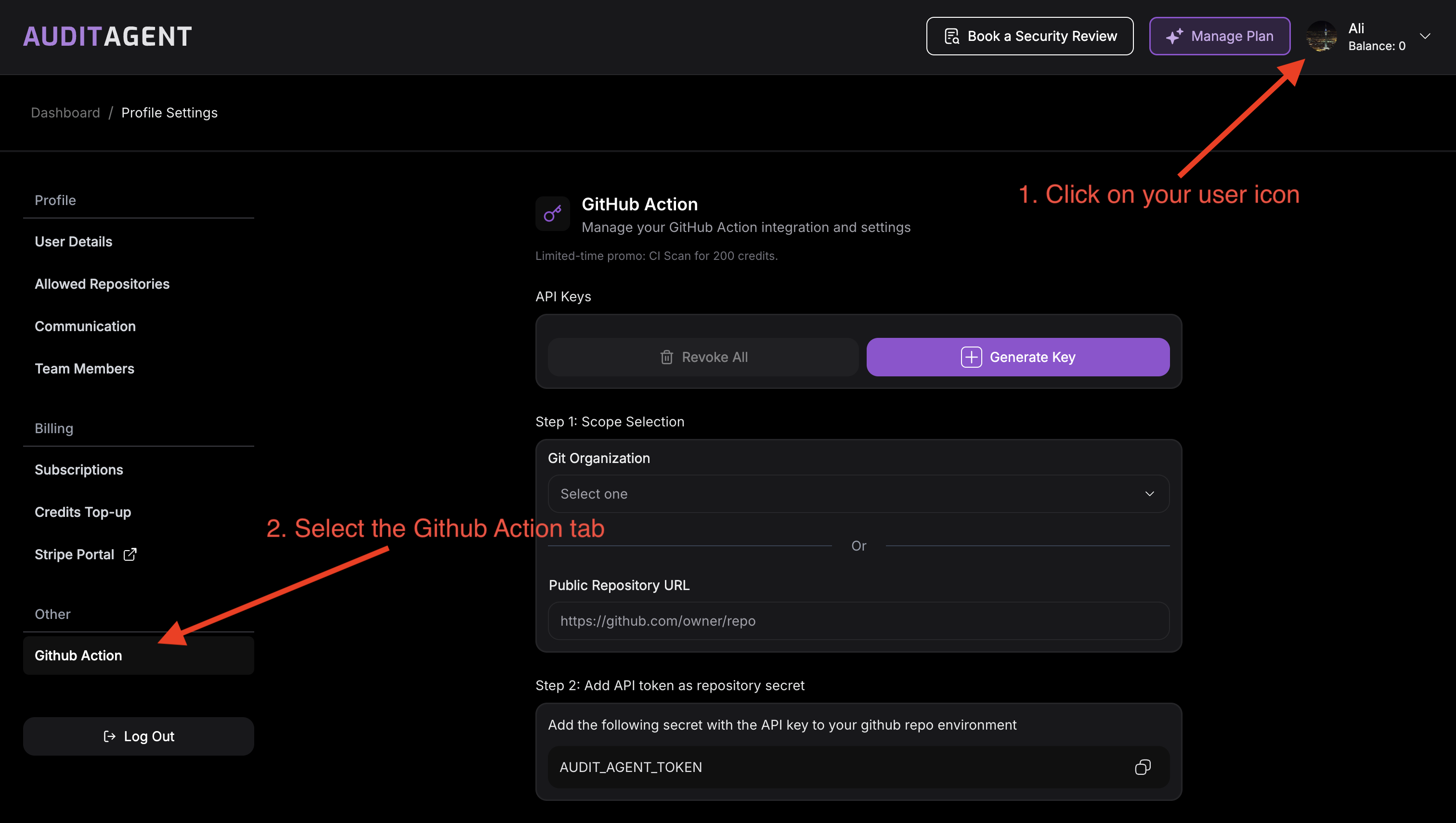 GitHub Action Tab Selection