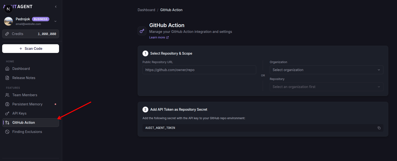 GitHub Action Tab Selection