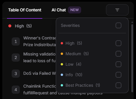 Severity Filters