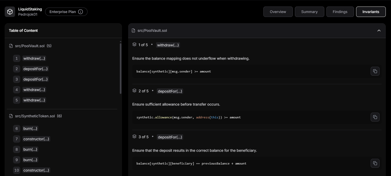 Invariants Tab Overview
