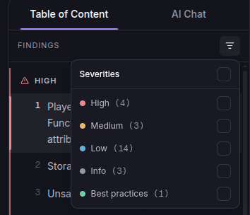 Severity Filters