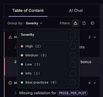 Severity Filters